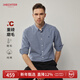 HECHTER磨毛襯衫秋冬款保暖加厚男士棉襯衣時(shí)尚通勤潮流上衣休閑商務(wù) 灰藍TS12413【熱賣(mài)色】 40