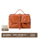 裘真38節禮物植鞣牛皮007郵差包女真皮大容量通勤單肩斜挎包復古包 焦糖色