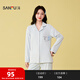 三福（SANFU）女冬季海島絨抗靜電睡衣套裝 趣味圖案寬松家居服508321 奶油藍 M