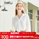 百圖betu女裝春季新款襯衫飄帶設計感溫柔雪紡長(cháng)袖襯衫女2302T34 米白 L