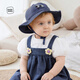 麥拉貝拉嬰兒帽子棉春秋季男女寶寶可愛(ài)漁夫帽兒童外出遮陽(yáng)帽a類(lèi) 牛仔藍（95%棉春秋款） 帽圍48cm