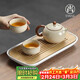 尚言坊汝窯功夫茶具整套帶茶盤(pán)一人用陶瓷高檔家用泡茶茶杯茶壺器具套裝