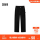 森馬（Semir）休閑褲女冬純棉燈芯絨半松緊腰打褶寬松闊腿褲工裝褲101724127004