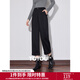 初語(yǔ)通勤廓形休閑褲女2024秋冬新款仿毛呢保暖氣質(zhì)九分褲哈倫褲 黑色 L