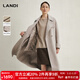 藍地（LANDI）可拆卸羽絨內膽羊毛大衣女長(cháng)款雙面毛呢外套冬新品 燕麥色 L