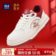 海瀾之家HLA男鞋新年賀歲馬年皮面休閑運動(dòng)厚底板鞋HAABXM1FAX008 白紅42