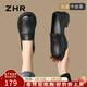 ZHR頭層牛皮樂(lè )福鞋女學(xué)院風(fēng)粗跟單鞋女舒適百搭厚底皮鞋女KL01黑色37