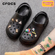 卡駱馳（CROCS）洞洞鞋檀健次同款泡芙女鞋夏季新款厚底女士增高鞋涼鞋拖鞋沙灘鞋 黑色-001（建議拍小一碼） 38-39 (240mm)
