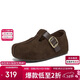 百思圖26春勃肯鞋復古戶(hù)外平底休閑鞋女懶人單鞋B9539AM6 咖色 36