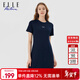 ELLE ACTIVE經(jīng)典百搭運動(dòng)連衣裙女夏季質(zhì)感刺繡圓領(lǐng)舒適通勤休閑風(fēng)運動(dòng)裙短裙 藏青色 S