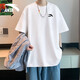安踏（ANTA）短袖男2026新款寬松百搭運動(dòng)服棉質(zhì)親膚吸汗情侶透氣t恤衫男女 純凈白（92%棉） L /175(120-140斤）