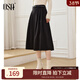 歐莎（OSA）高腰星空呢a字半身裙女秋冬季2025年新款傘裙顯瘦毛呢裙子 黑色 XL