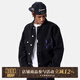 MEDM國潮刺繡牛仔外套男女短款潮牌春秋寬松街頭復古情侶夾克上衣 黑色（現貨） M