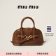 MiuMiu【禮物】繆繆女士Aventure Nappa羊皮革小號手提包 橡木色