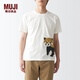 MUJI 男式天竺編織印花T恤男士短袖打底衫男款上衣 小熊貓 L (175/100A)