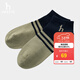 哈吉斯（HAZZYS）配飾 3A抗菌男襪子拼接撞色條紋踝襪短筒襪AAHZ1YCA035 藏青色NV 均碼