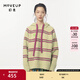 幻走（MOVEUP）2024秋季新款.FUN系列連帽趣味條紋膠章中長(cháng)款毛衣女 芽黃 L