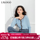 LAGOGO【抗起球】修身撞色毛針織衫女拉谷谷春秋新款舒適圓領(lǐng)上衣 淺藍色(N8) L