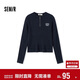 森馬（Semir）毛衣女冬季短款半開(kāi)襟刺繡修身套頭衫女生風(fēng)顯瘦上衣107724107001