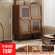 收納柜實(shí)木書(shū)柜飄窗陽(yáng)臺儲物柜落地置物柜格子柜防塵矮柜帶門(mén)書(shū)架 生態(tài)板【4格藤編】煙霞色60