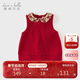 戴維貝拉【商場(chǎng)同款】?jì)和承娜骨镅b女童連衣裙紅色裙子