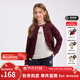 暇步士（Hush Puppies）【學(xué)院風(fēng)】童裝兒童女大童2025秋季新款簡(jiǎn)約舒適百搭假兩件針織衫 波爾多紅 170 cm