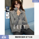 ELLE【暮色暖絨】90白鴨絨衛衣羽絨馬甲兩件套女2025冬季新款套裝 中灰 S