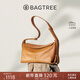 BAGTREE【明星同款】包包樹(shù)奶盒包新腋下植鞣皮單肩斜挎通勤枕頭hobo女包 焦糖色-中號 高級小眾