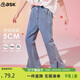 ASK JUNIOR童裝兒童褲子女童春裝中大童青少年闊腿牛仔褲休閑長(cháng)褲 藍色 140