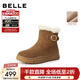 百麗（Belle）厚底增高雪地靴女冬季新款商場(chǎng)同款加毛保暖短靴E6W1DDD5 棕色 37