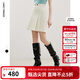 朗姿法式復古羊毛小香風(fēng)a字設計感短裙女秋新款氣質(zhì)半身裙 米白色 S