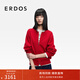 ERDOS 春夏精紡圓領(lǐng)四平空轉針織開(kāi)衫新紅毛衣女羊絨衫 中國紅 M