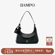 半坡飾族（bampo）金元包大號 頭層牛皮hobo包單肩包秋冬新款斜挎腋下包女520禮物 墨碳黑930