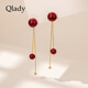 Qlady新年紅色仿珍珠流蘇耳環(huán)女耳釘2026新款爆款高級感耳墜耳飾禮物
