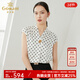 喬萬(wàn)尼新款真絲襯衫V領(lǐng)優(yōu)雅大氣波點(diǎn)襯衣商場(chǎng)同款 波譜圓點(diǎn) XL