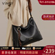 viney牛皮斜挎包包女包大容量單肩包輕奢生日新年禮物送女友老婆 【黑色】高檔實(shí)用大包 時(shí)尚品牌百搭休閑通勤托特包