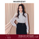 MAXRIENY【2件8折】宮廷復古荷葉邊領(lǐng)襯衫女冬氣質(zhì)蕾絲雪紡衫長(cháng)袖上衣 漂白 M