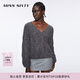 MISS SIXTY羊駝毛針織衫上衣女復古絞花雜色毛衣松弛感慵懶百搭 深灰 M