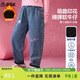 ASK JUNIOR兒童褲子女童冬加絨中大童舒適軟牛仔長(cháng)褲蘿卜褲休閑褲 藍色 140 