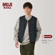 MUJI男式 輕量羽絨無(wú)領(lǐng)背心馬甲坎肩馬夾男裝男士25年冬季 AD0WAA5A 黑色 XL （180/104A）