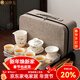金鑲玉 茶具套裝 羊脂玉瓷旅行茶具套組茶壺茶杯竹木茶盤(pán)整套便攜式套組 羊脂玉瓷垂釣山中旅行茶具