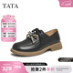 他她（TATA）英倫通勤牛津鞋女鞋休閑深口單鞋小皮鞋春季新款CYM02AM5 黑色 36
