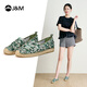 快樂(lè )瑪麗（J&M）單鞋女一腳蹬漁夫鞋網(wǎng)紗潮流亮片時(shí)尚休閑透氣女鞋 綠色 36 