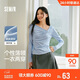 森馬（Semir）長(cháng)袖T恤女春季短款不對稱(chēng)蕩領(lǐng)斜肩露肩緊身2026上衣109126101001