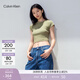Calvin KleinJeans夏季女士休閑簡(jiǎn)約字母時(shí)尚ck辣妹短款重磅微彈正肩短袖T恤 L9N-迷迭香綠 S