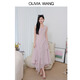 OLIVIA WANG26早春新款進(jìn)口雪紡蕩領(lǐng)不規則無(wú)袖連衣裙下擺溫柔氛圍感仙女裙 柔霧粉 S