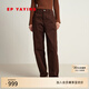 EP雅瑩牛仔褲女 直筒高腰彩絨松弛感磨毛老爹褲 商場(chǎng)同款J612A 咖啡色 （內里磨毛） S