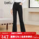 百圖betu女裝秋新款牛仔褲ins風(fēng)高腰大長(cháng)腿喇叭褲牛仔褲女2308T75 黑色 S