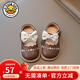 G.duck小黃鴨學(xué)步鞋小童公主鞋女童皮鞋春秋季新款小女孩國風(fēng)繡花鞋軟底 棕色 18 內長(cháng)13.5厘米