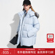 范思藍恩可拆毛領(lǐng)拼色連帽加厚長(cháng)款羽絨服女冬季2025新款4587 幻藍色 M